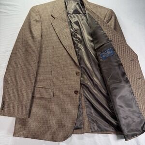 Circle S Blazer Mens 44R Brown Two Button Wool Houndstooth Western Rodeo